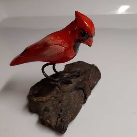 Vintage/Antique Cardinal Hand Carved & Painted Wood - Picture 1 of 13